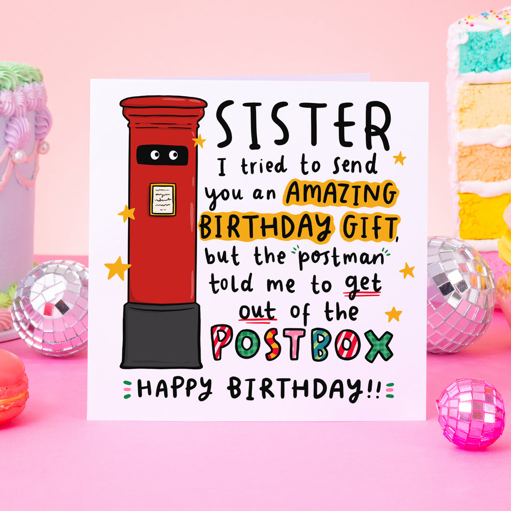 Sister Post Box Birthday Card