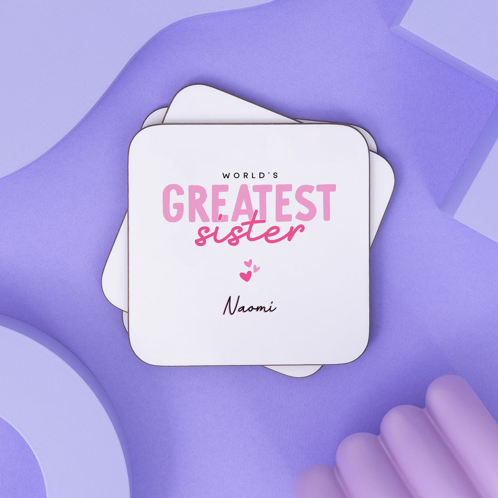 World's Greatest Sister Personalised Name Coaster