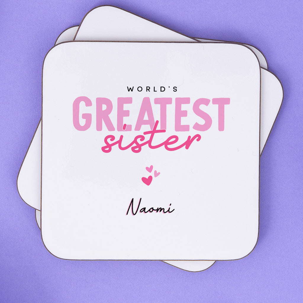 World's Greatest Sister Personalised Name Coaster