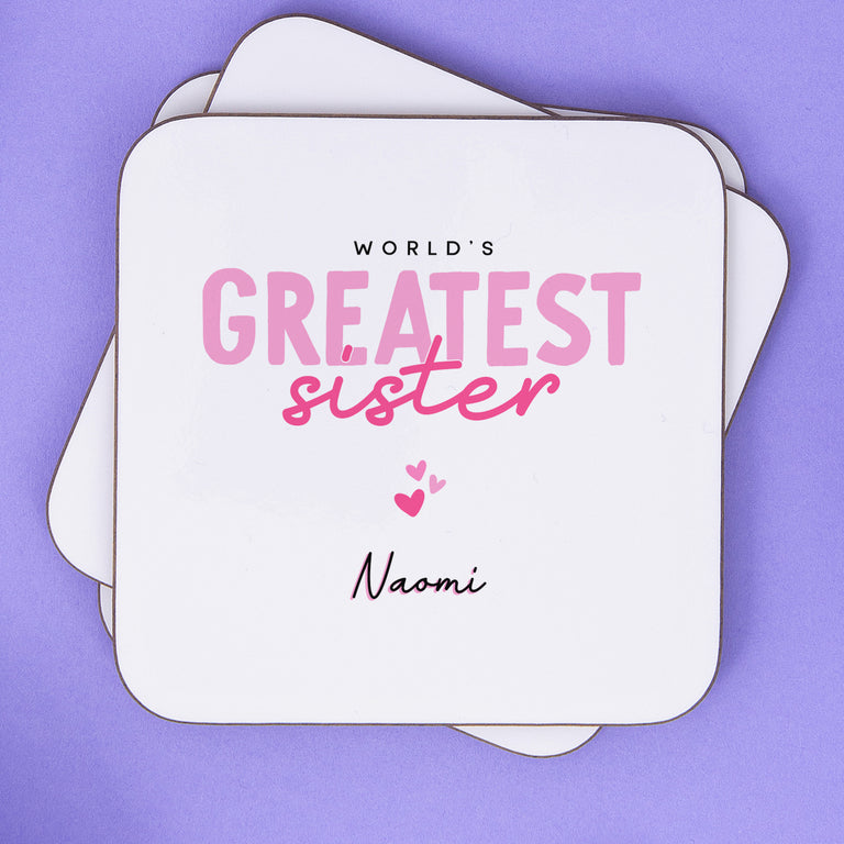 World's Greatest Sister Personalised Name Coaster