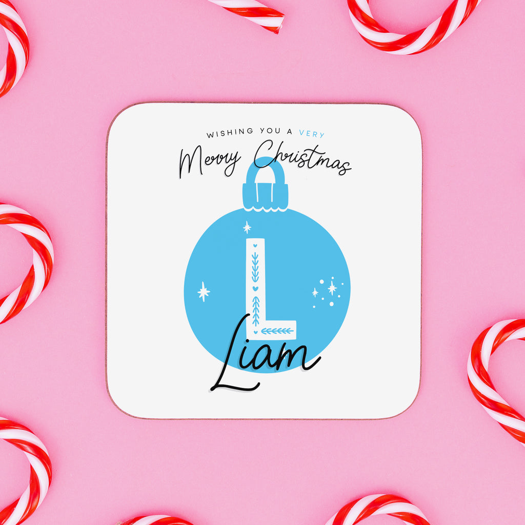 Christmas Bauble Personalised Name Coaster
