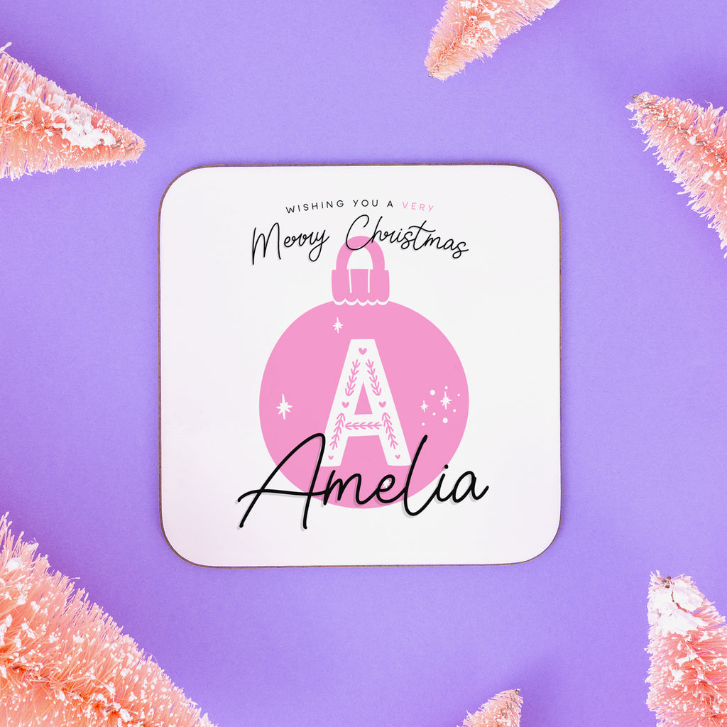 Christmas Bauble Personalised Name Coaster