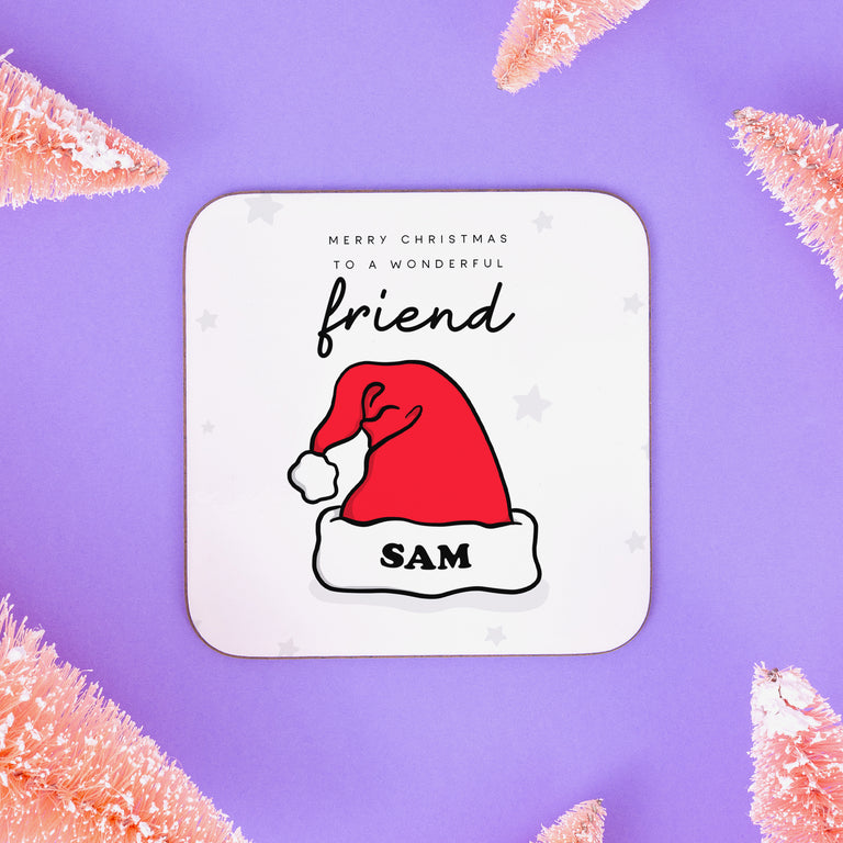 Wonderful Friend Personalised Christmas Coaster