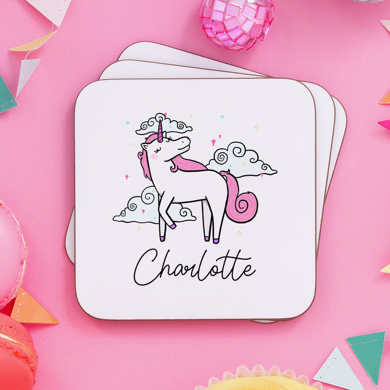 Unicorn Personalised Name Coaster