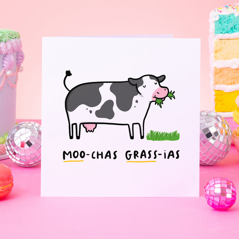 Moo-chas Grass-ias Thank You Card
