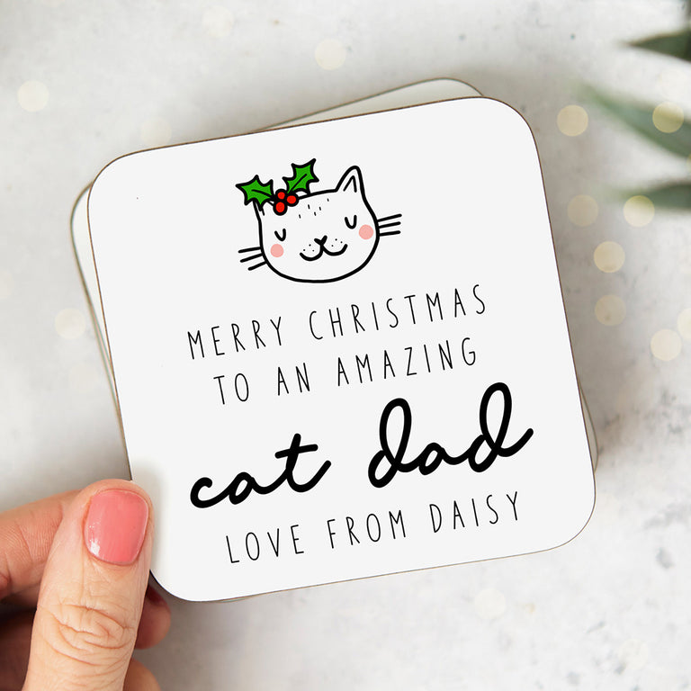 Personalised Christmas Coaster - Amazing Cat Dad