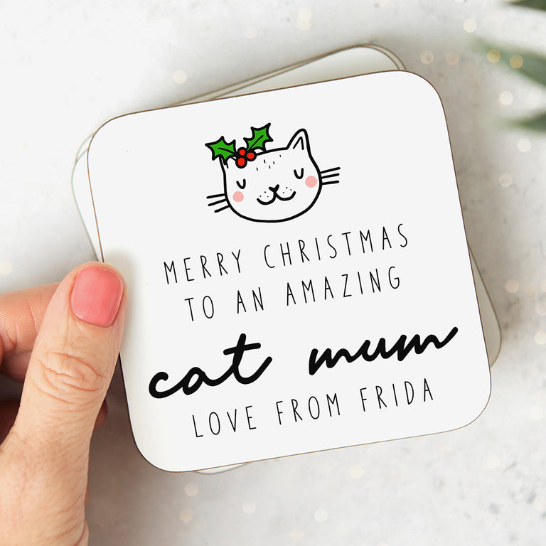 Personalised Christmas Coaster - Amazing Cat Mum