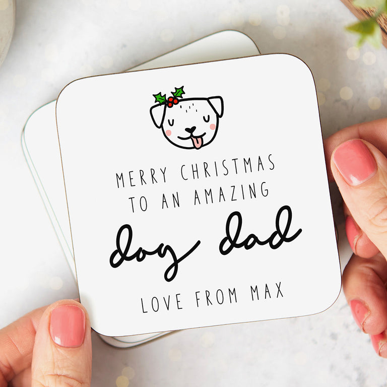Personalised Christmas Coaster - Amazing Dog Dad