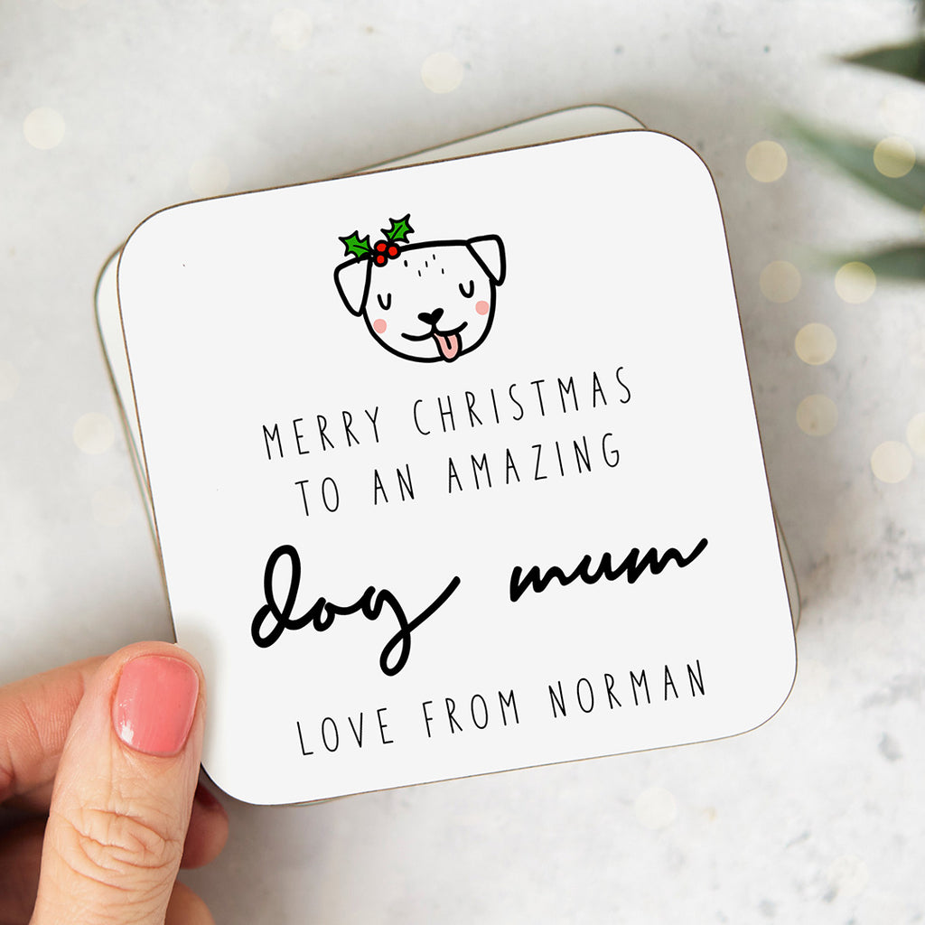 Personalised Christmas Coaster - Amazing Dog Mum