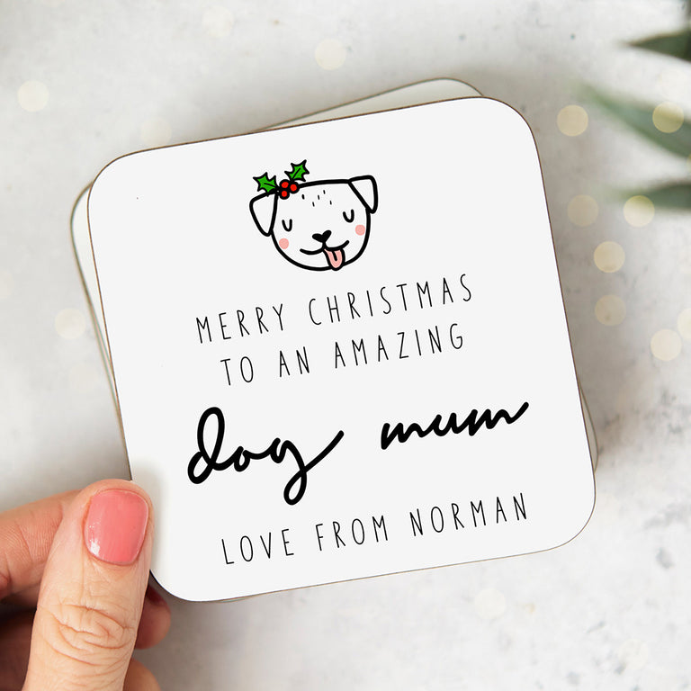 Personalised Christmas Coaster - Amazing Dog Mum