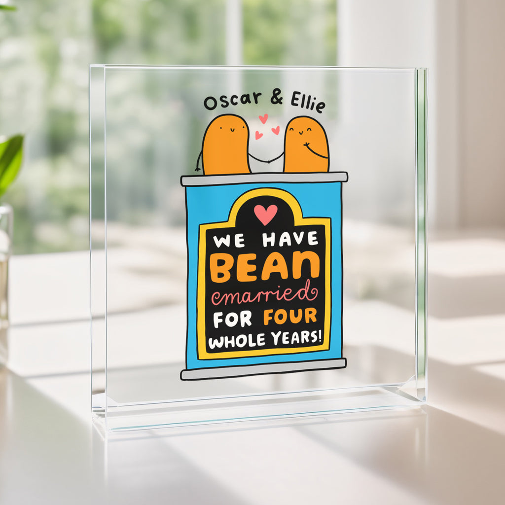 Personalised Acrylic Block - Bean Married 4 Years