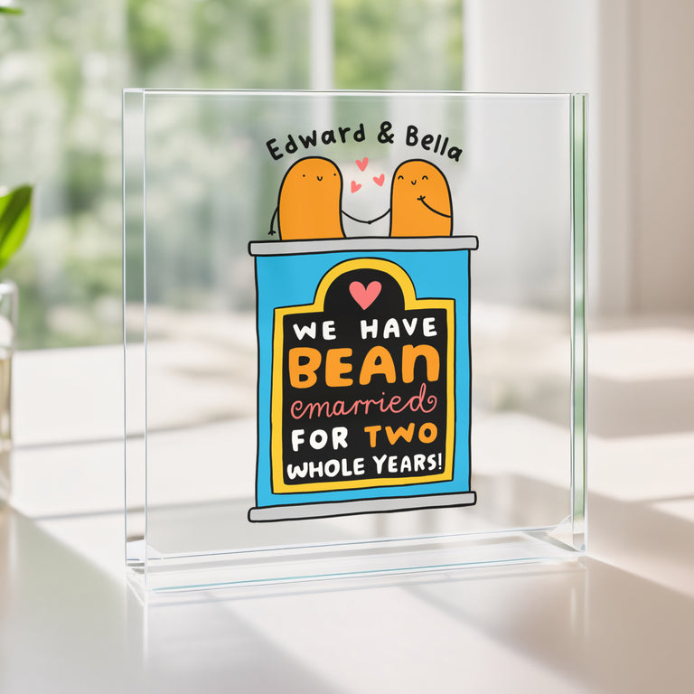 Personalised Acrylic Block - Bean Married 2 Years
