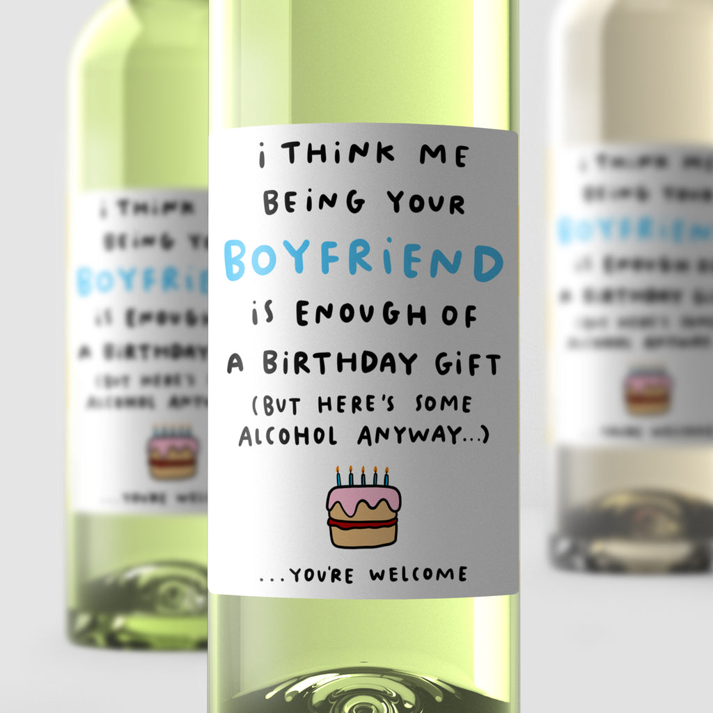 Boyfriend Enough Birthday Wine Label