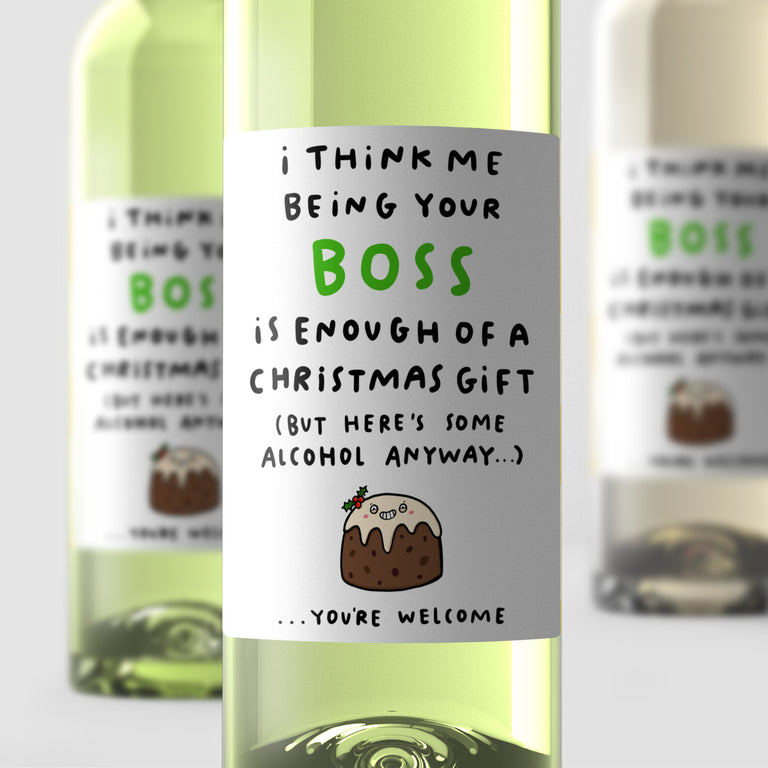 Boss Enough Christmas Wine Label
