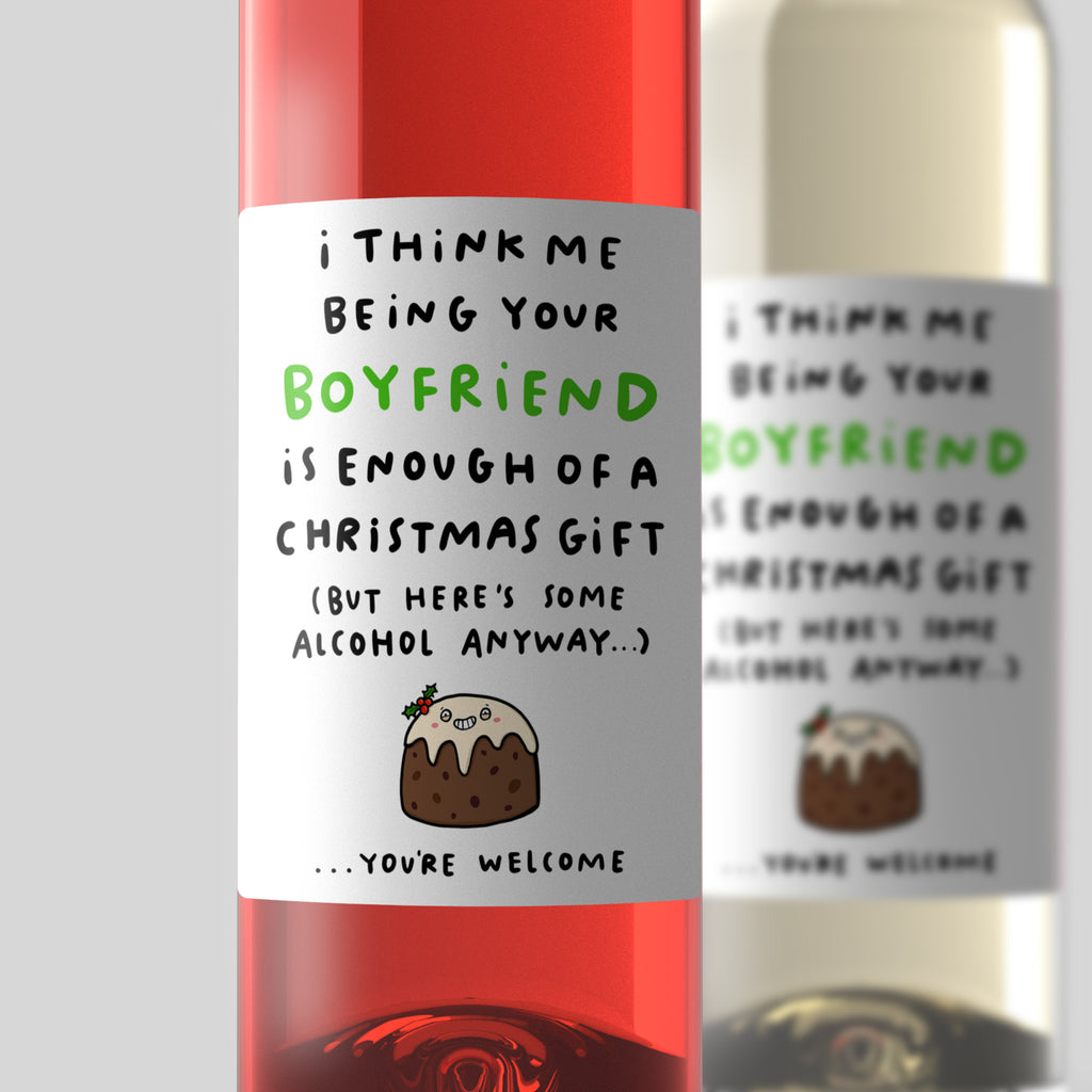 Boyfriend Enough Christmas Wine Label
