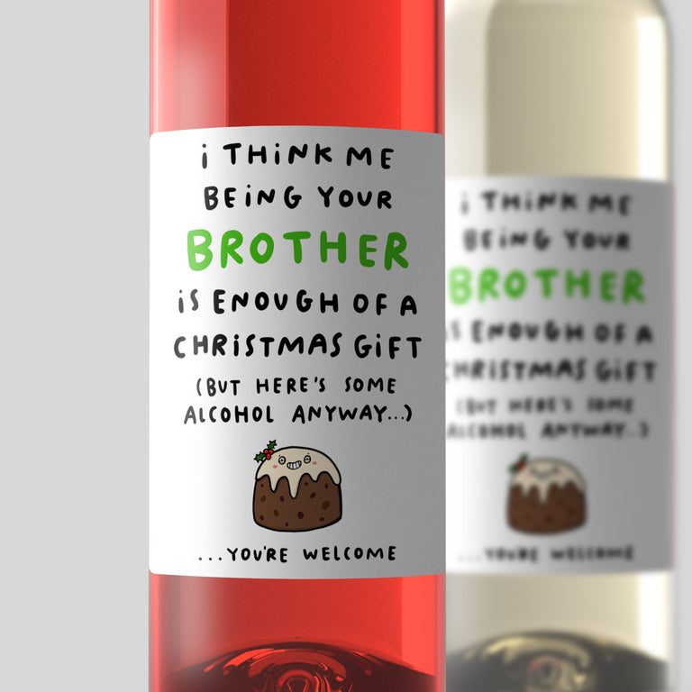 Brother Enough Christmas Wine Label