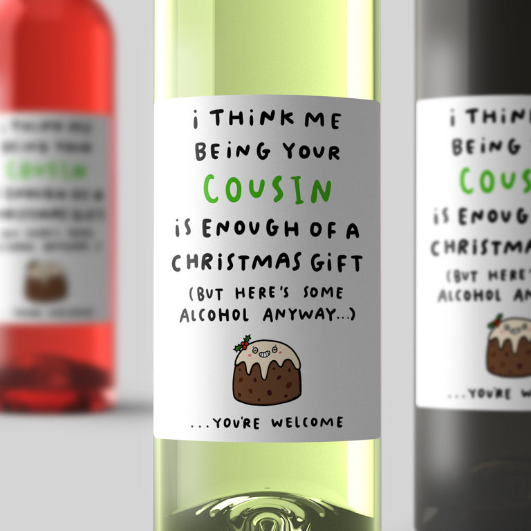 Cousin Enough Christmas Wine Label