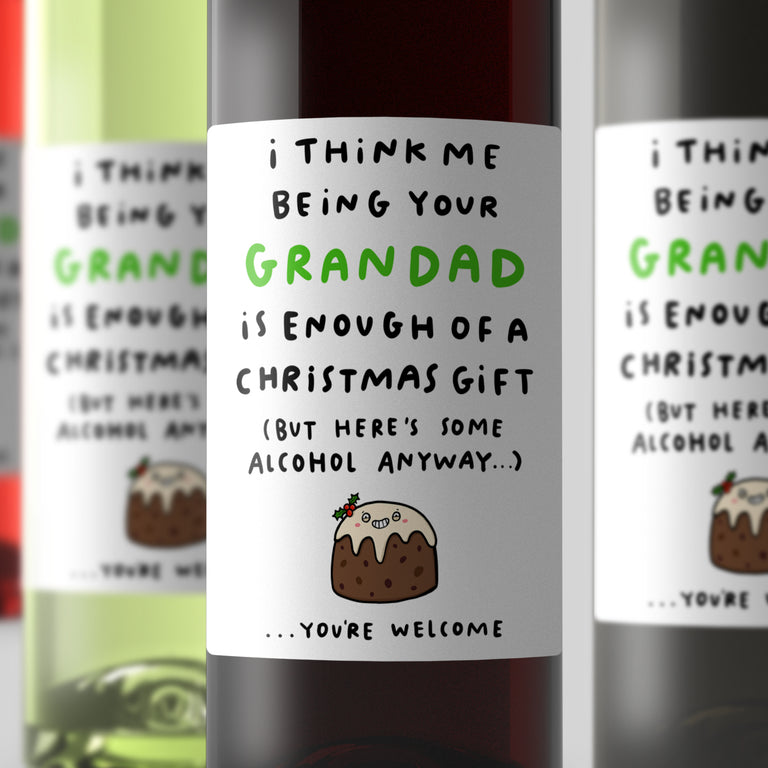 Grandad Enough Christmas Wine Label