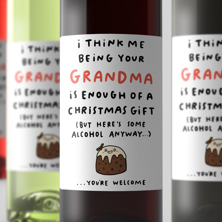 Grandma Enough Christmas Wine Label