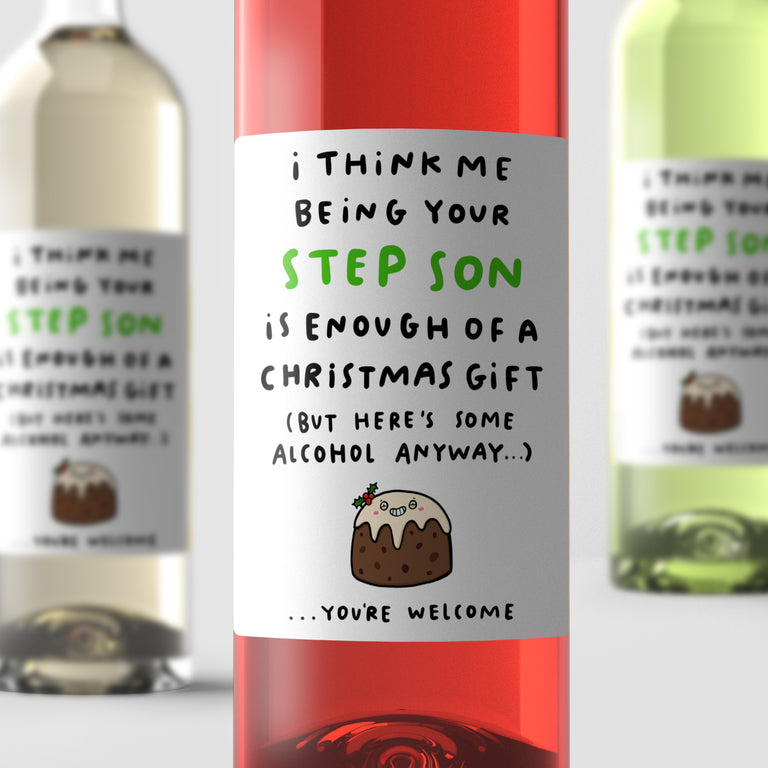 Step Son Enough Christmas Wine Label