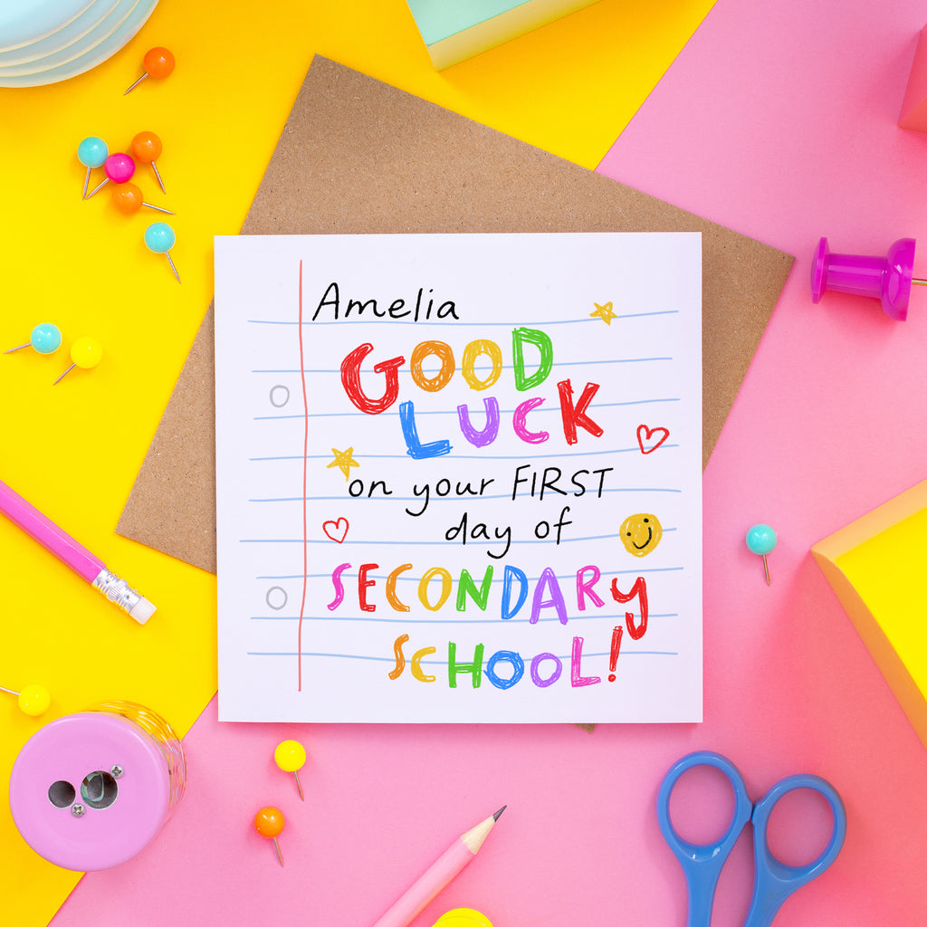 Good Luck On Your First Day Of Secondary School Personalised Card