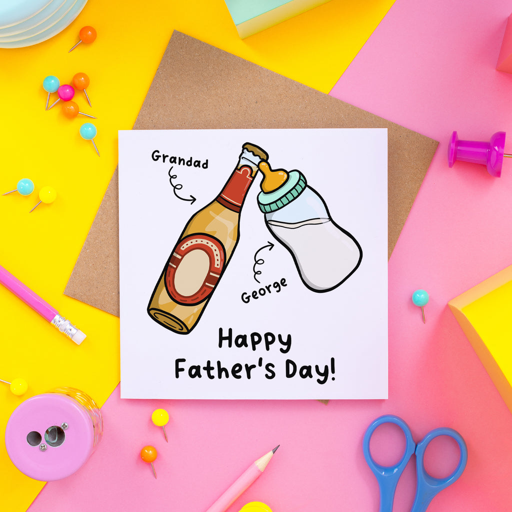 Beer & Bottle Personalised Father's Day Card for Grandad