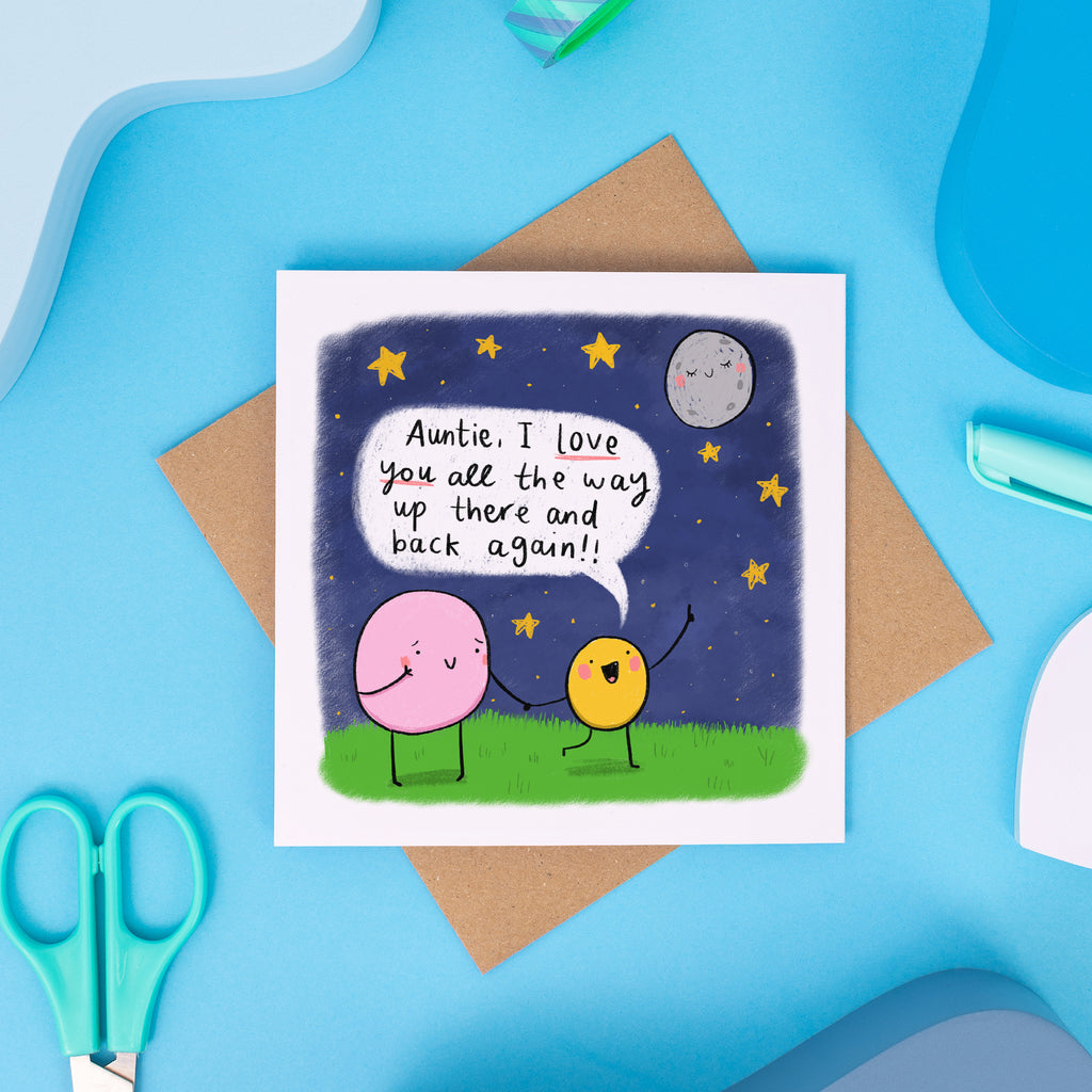 Auntie Moon and Stars Birthday Card