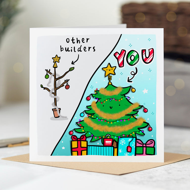 Builder Christmas Tree Card