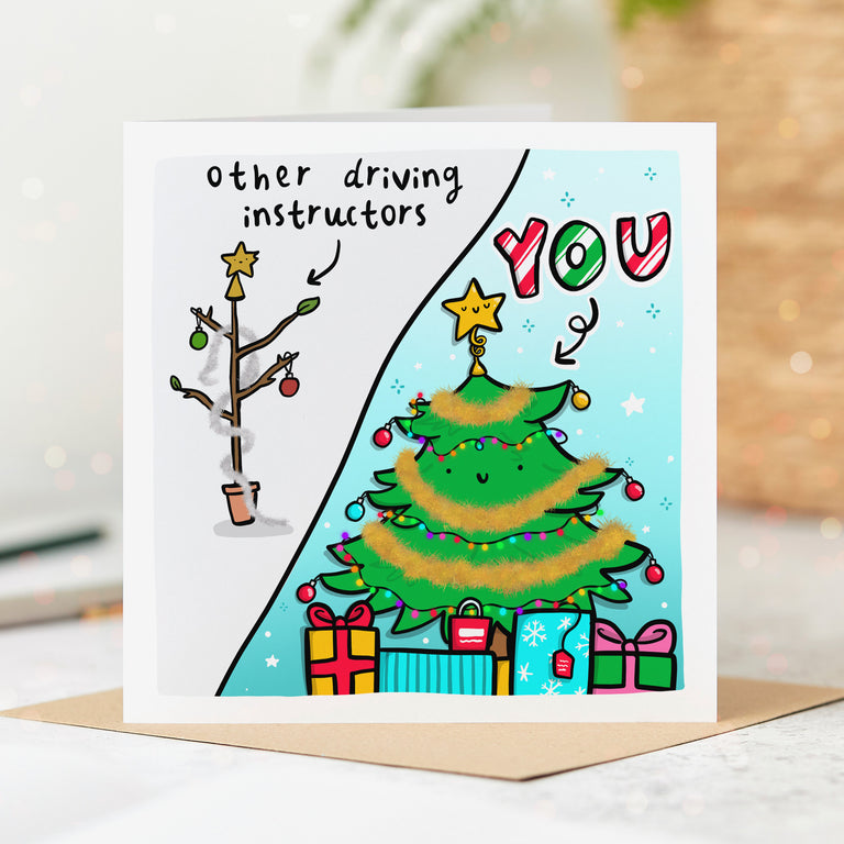 Driving Instructor Christmas Tree Card