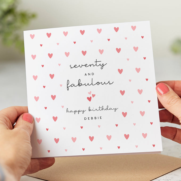 Seventy and Fabulous Personalised Birthday Card
