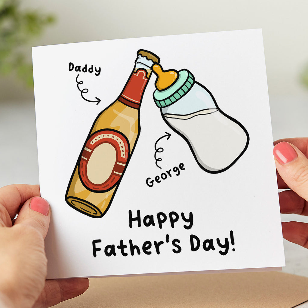 Beer & Bottle Personalised Father's Day Card for Dad