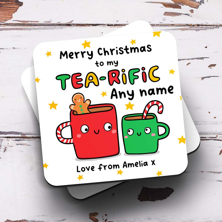 Personalised Christmas Coaster - Tea-Rific