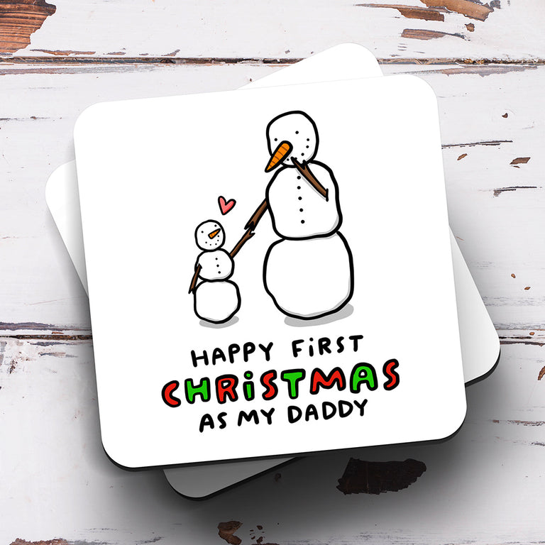 Snowman First Christmas As Daddy Coaster