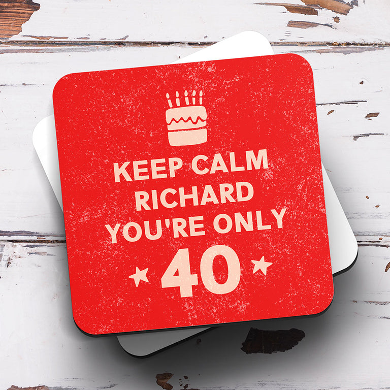 Personalised Birthday Coaster - Keep Calm Red