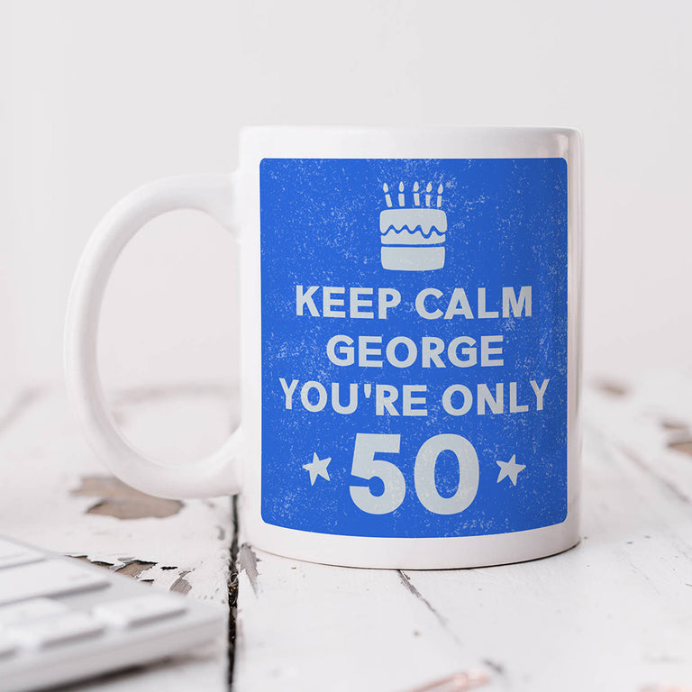 Personalised Birthday Mug - Keep Calm Blue