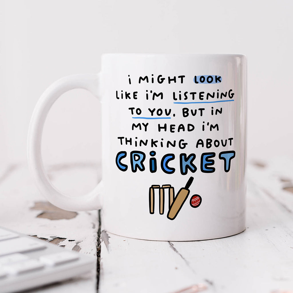 Personalised Mug - Cricket Thinking About