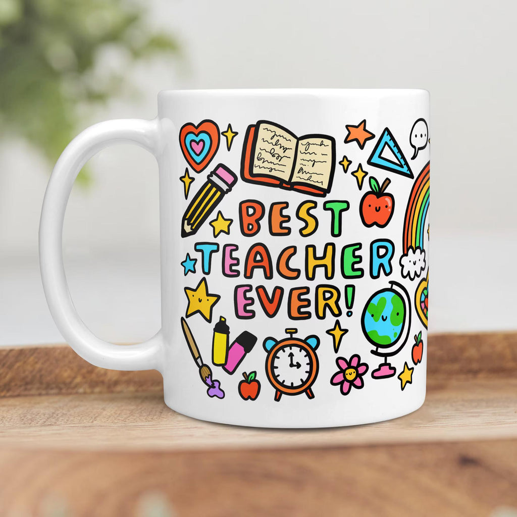 Best Teacher Ever Mug | Motivational Ceramic Cup | Arrow Gift Co | Thank You Gift, End Of School Gift For Teacher, From Student | Appreciation Gift