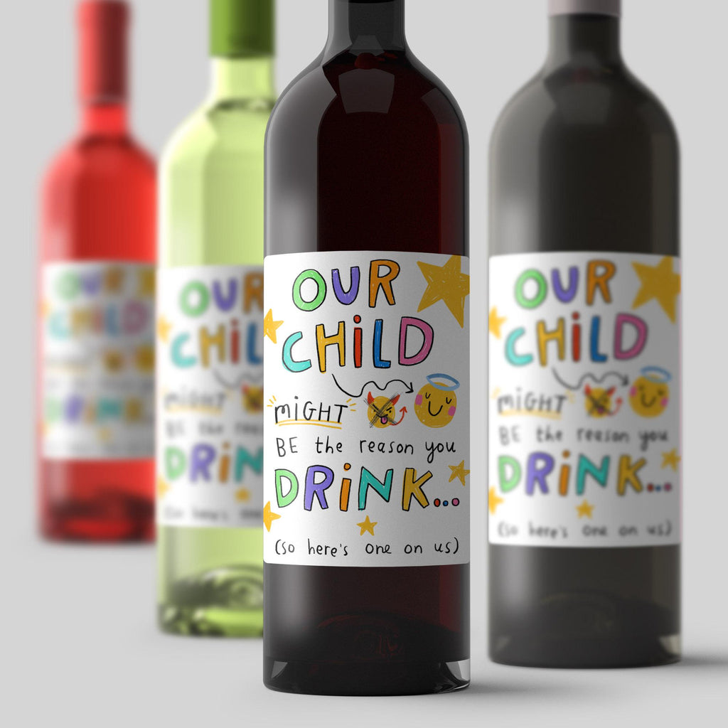Funny Teacher Wine Label Gift - My Child / Our Child Might Be The Reason You Drink - End of School Thank You Gift