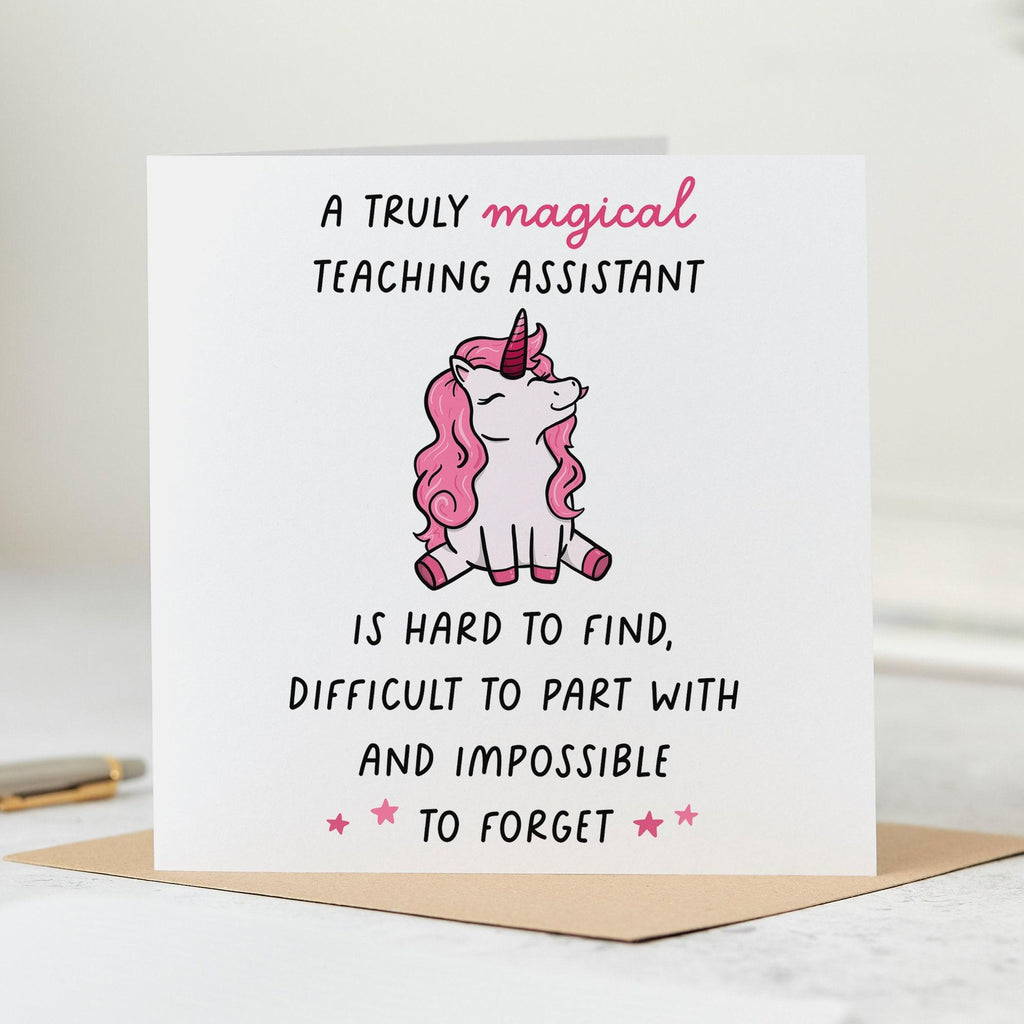 A Truly Magical Teaching Assistant Is Hard To Find - End Of School Card - Exams Thank You - Teacher Appreciation