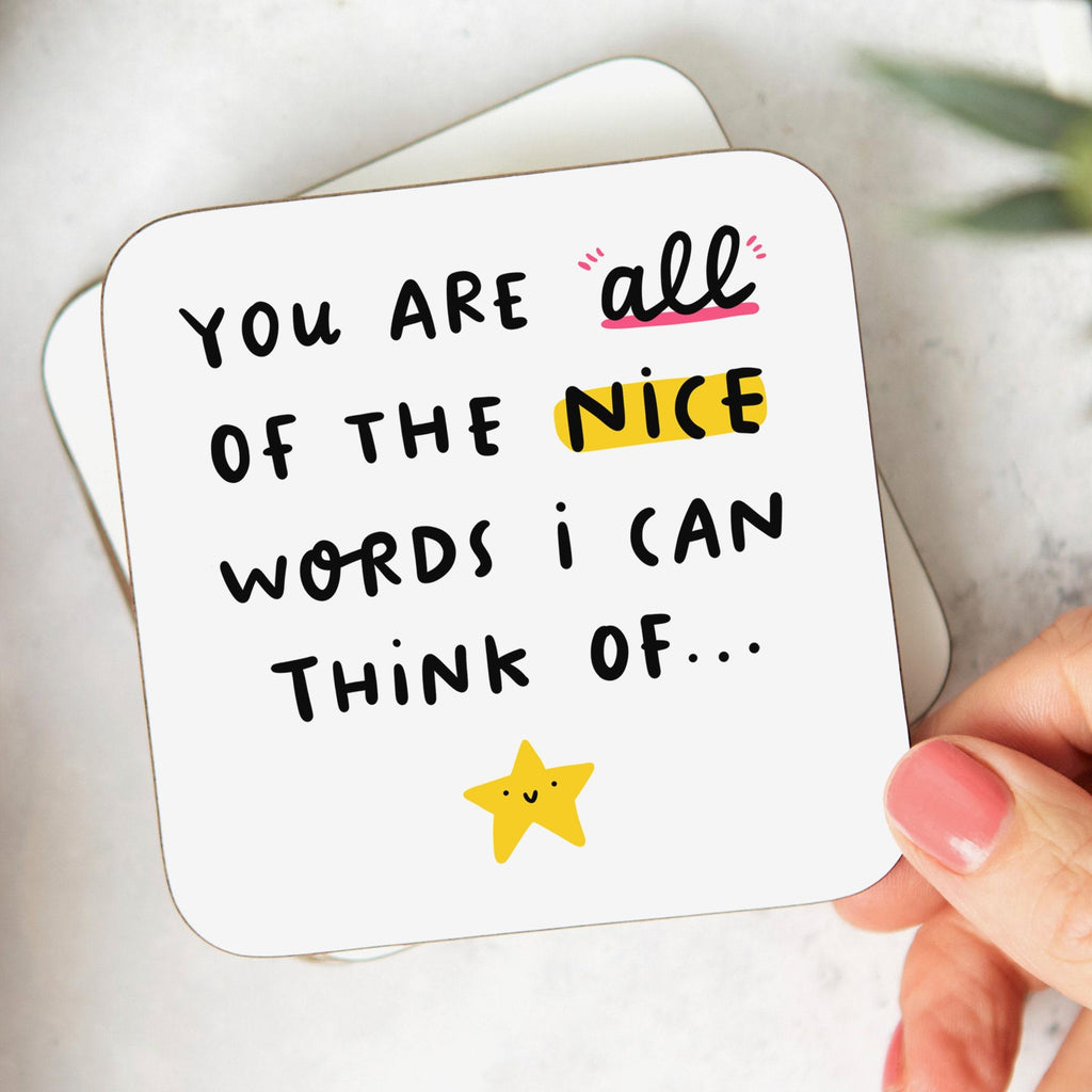 You Are All The Nice Words I Can Think Of, Thank You Coaster, Thank You Gift, Friend, Teacher Thank You Gift