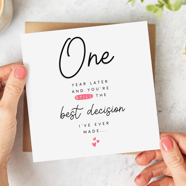 One Year Later 1st Anniversary Card