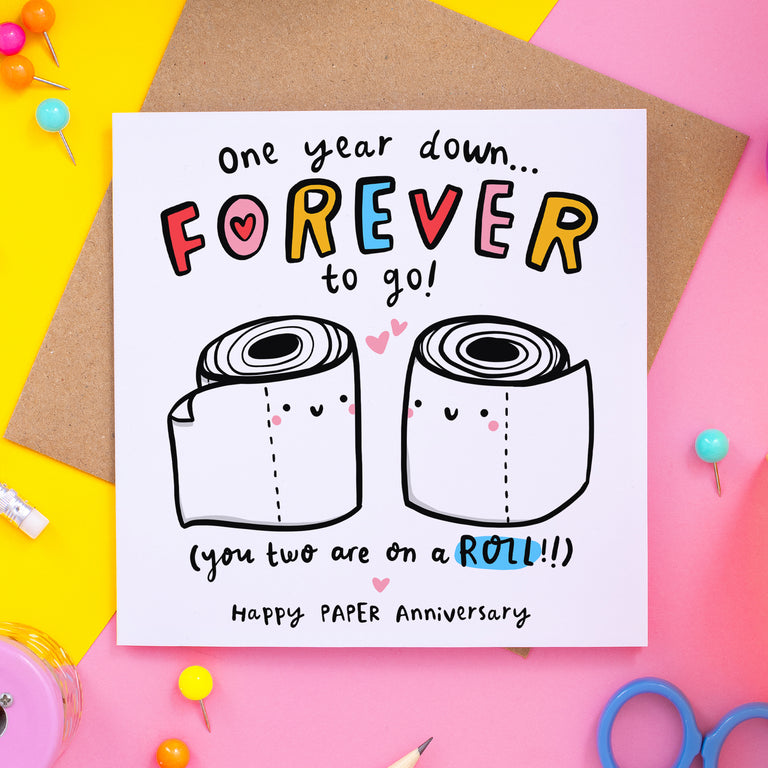 On a Roll 1st Anniversary Card