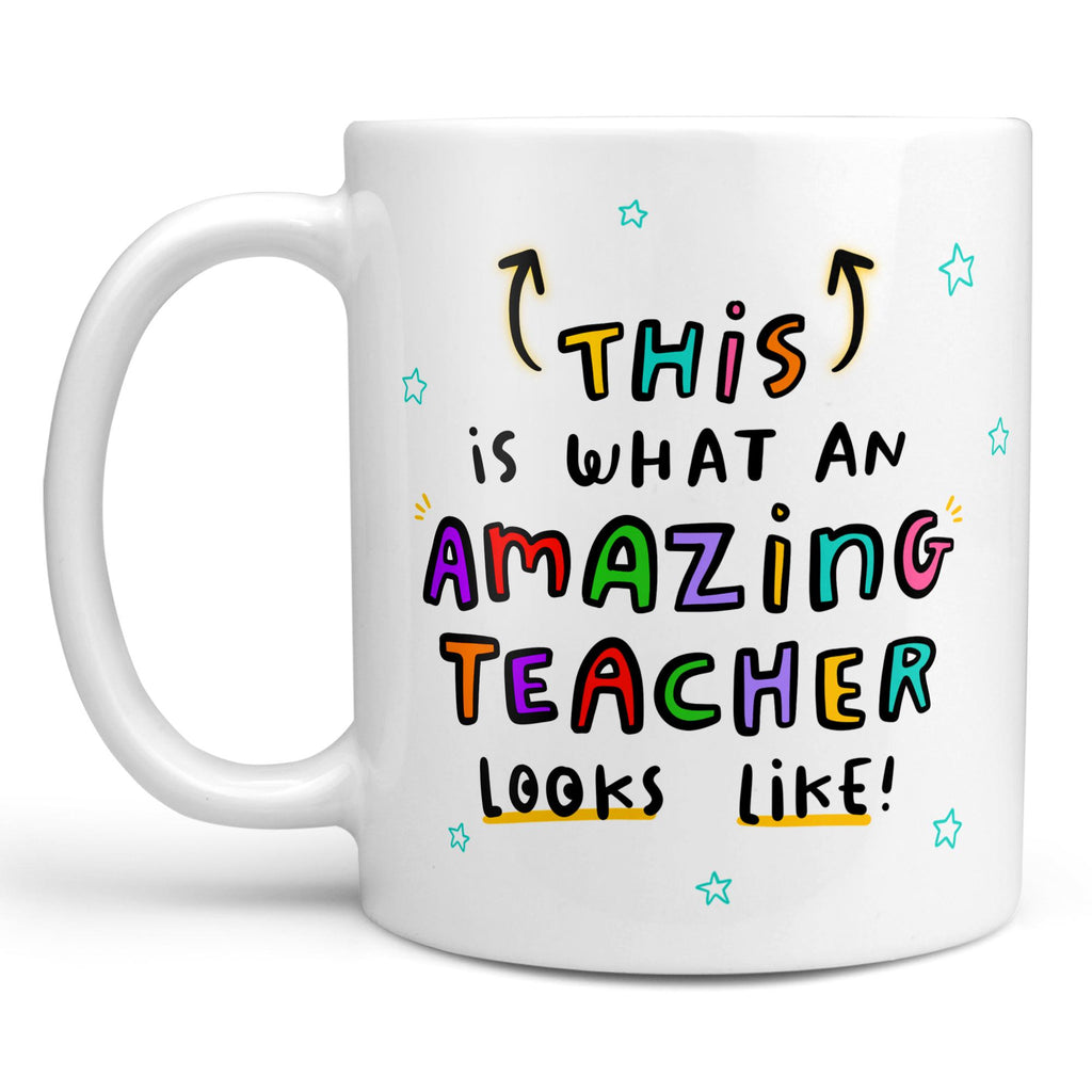 Teacher Thank You Gift Set | Mug, Coaster & Card Bundle | Funny Appreciation End of School Teacher Gift | Amazing Teacher Looks Like Mug, Legend Like You Card, Sorry For Loss Coaster