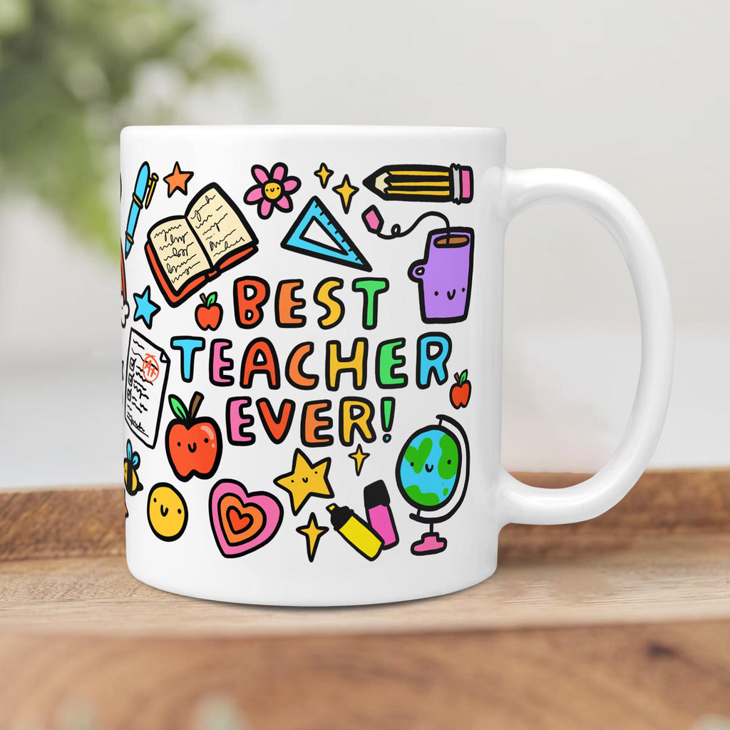 Best Teacher Ever Mug | Motivational Ceramic Cup | Arrow Gift Co | Thank You Gift, End Of School Gift For Teacher, From Student | Appreciation Gift