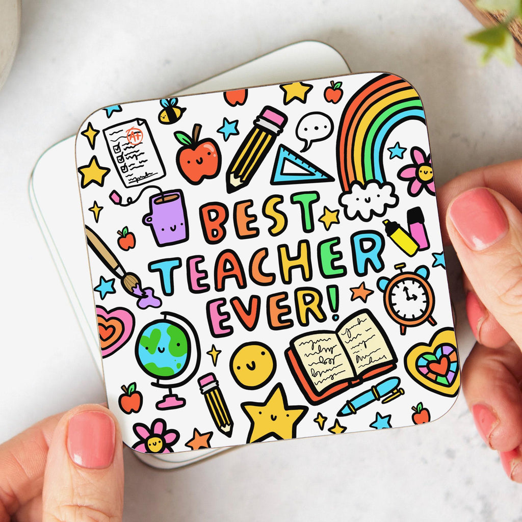 Best Teacher Ever Coaster - Teacher Thank You Gift - Leaving School Gift - End of Term Gift