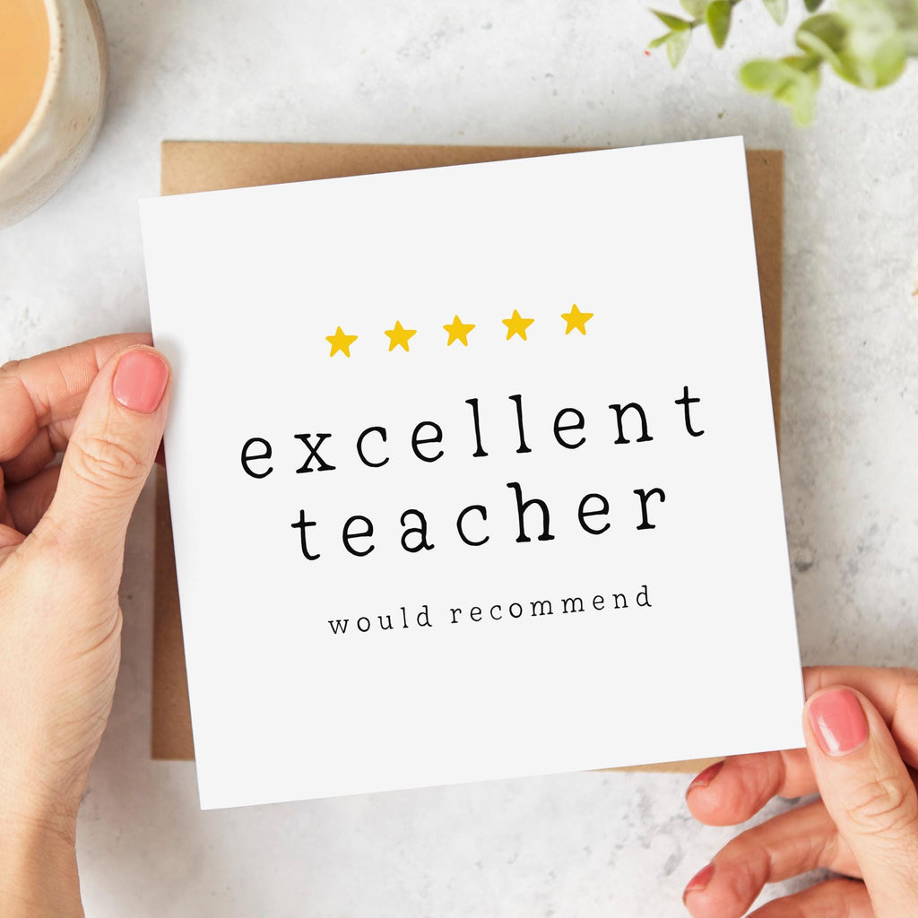Five Stars - Excellent Teacher - Funny Thank You Card For Teacher, From Student, End Of School Card