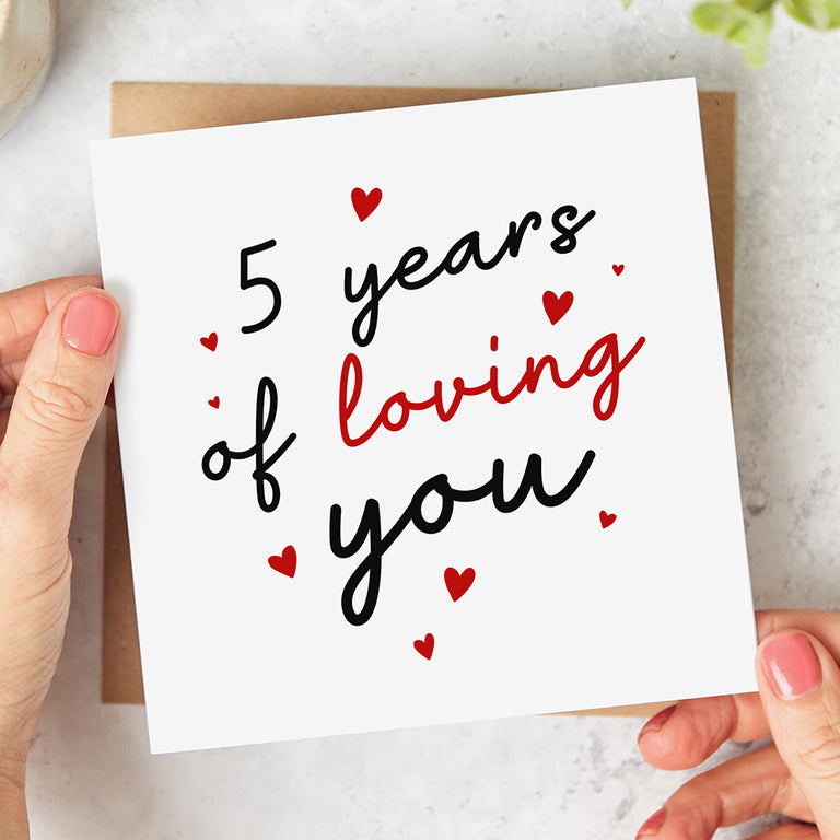 5th Anniversary Card - 5 Years Loving You