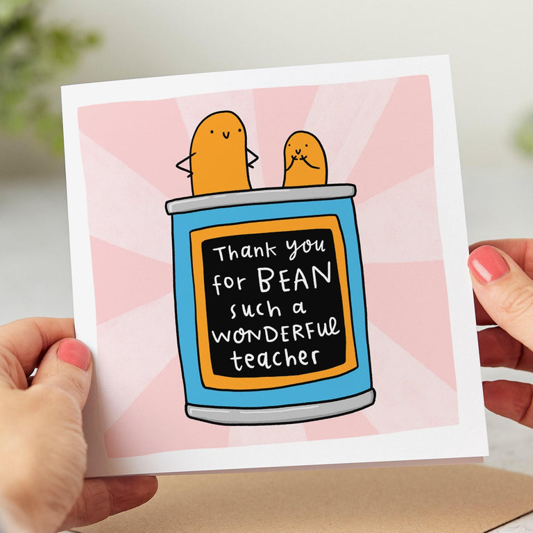 Thank You For Bean Such A Wonderful Teacher - Funny Thank You Card, Teacher Thank You Card, End Of School, Appreciation Card