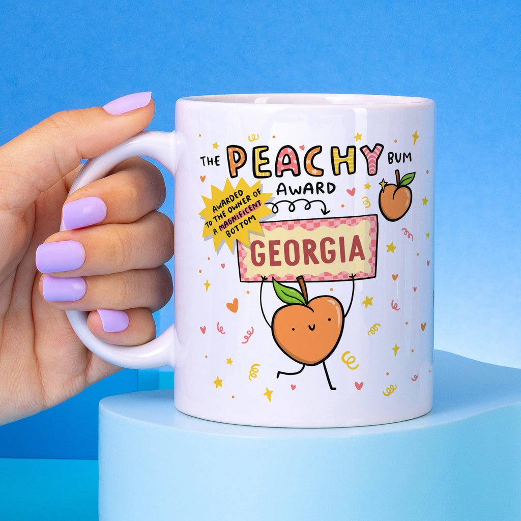 Peachy Bum Award Personalised Name Mug