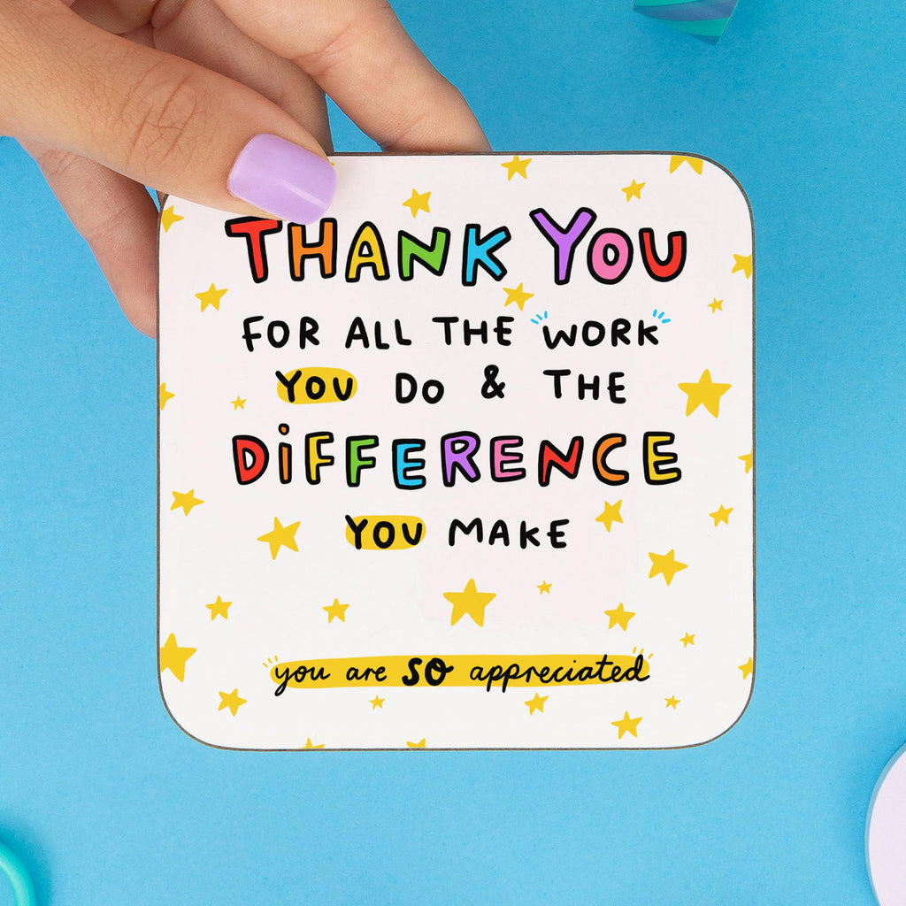 Teacher Thank You Gift Set | Mug, Coaster & Card Bundle | Funny Appreciation End of School Teacher Gift | Other Teachers You Mug, Sorry For Your Loss Card & Difference You Make Coaster